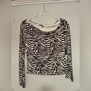 Madden girl Brown and White Zebra Long Sleeve Top